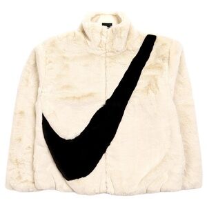 Nike Women's Teddy Jacket in Cream and Black